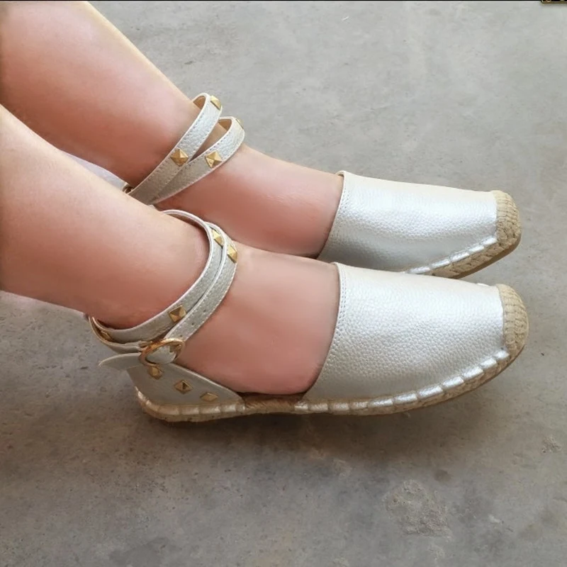 Espadrille Cheville Femmes Occasionnels gris argent Appartements Clouté blanc Chaussures 2018 Wexnbry Or Noir Sangle w0xPBq7Xt8