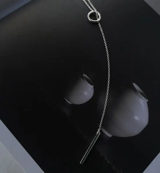 Женские настоящие. Ювелирное изделие из стерлингового серебра, ожерелье "Лаки бар Лариат", длинный свитер, ожерелье из стерлингового серебра 925 пробы, GTLX1196