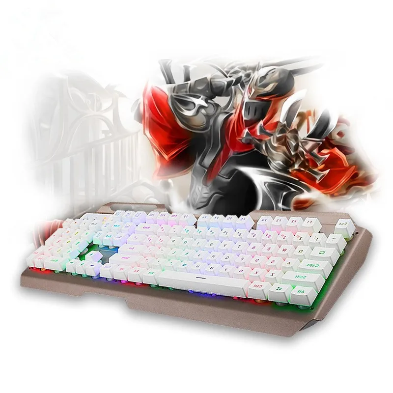 

HOT SALE Aluminum alloy 104Keys USB Wired Pro Gaming Keyboard with 7 Colors LED Backlit Gaming Esport Keyboard for PC desktop