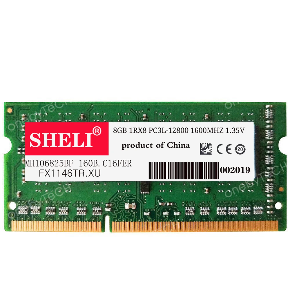 SHELI 8GB 1x8GB PC3L 12800 DDR3L 1600Mhz 204 pin 1 35v SODIMM Laptop Memory 4