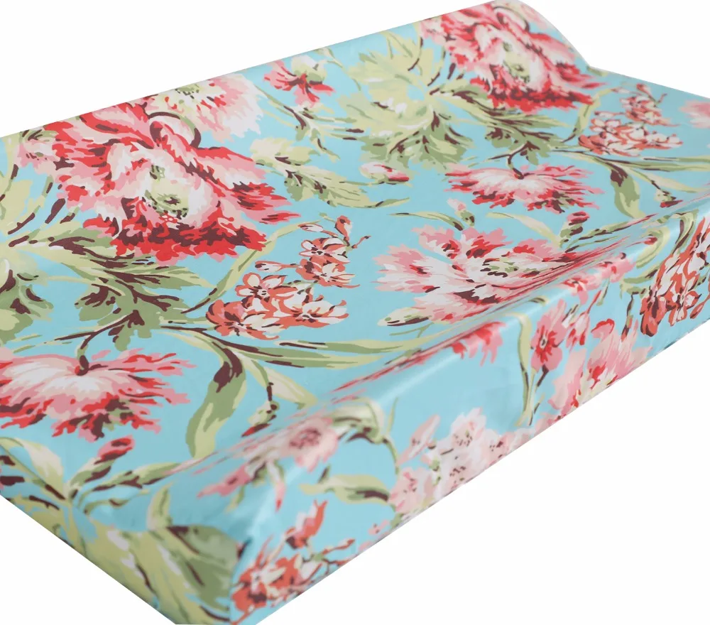 

Baby Changing Pad Covers Infants Fitted Changing Table Sheets for Girls Boys (Aqua Floral)