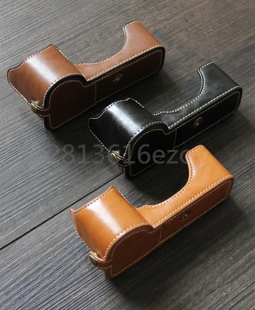 

Pu Leather camera bag Bottom Opening Version Protective Half Body case Cover Base For CANON EOS M10 M100 Digital Camera