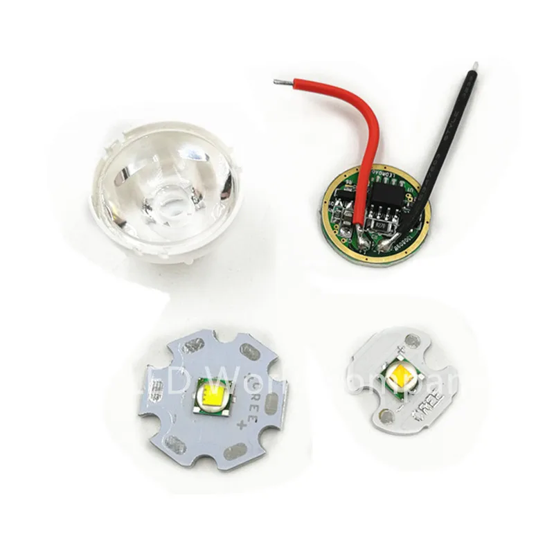 

Cree XML XM-L T6 10W LED on 12 14 16 20mm Black/ White PCB+ DC3.7V 5 Mode Driver
