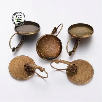 

Brass Round Lever Back Earring Settings Jewelry Making , Antique Bronze, 20mm wide, 32mm long; Tray: 18mm; Pin: 0.8mm F60