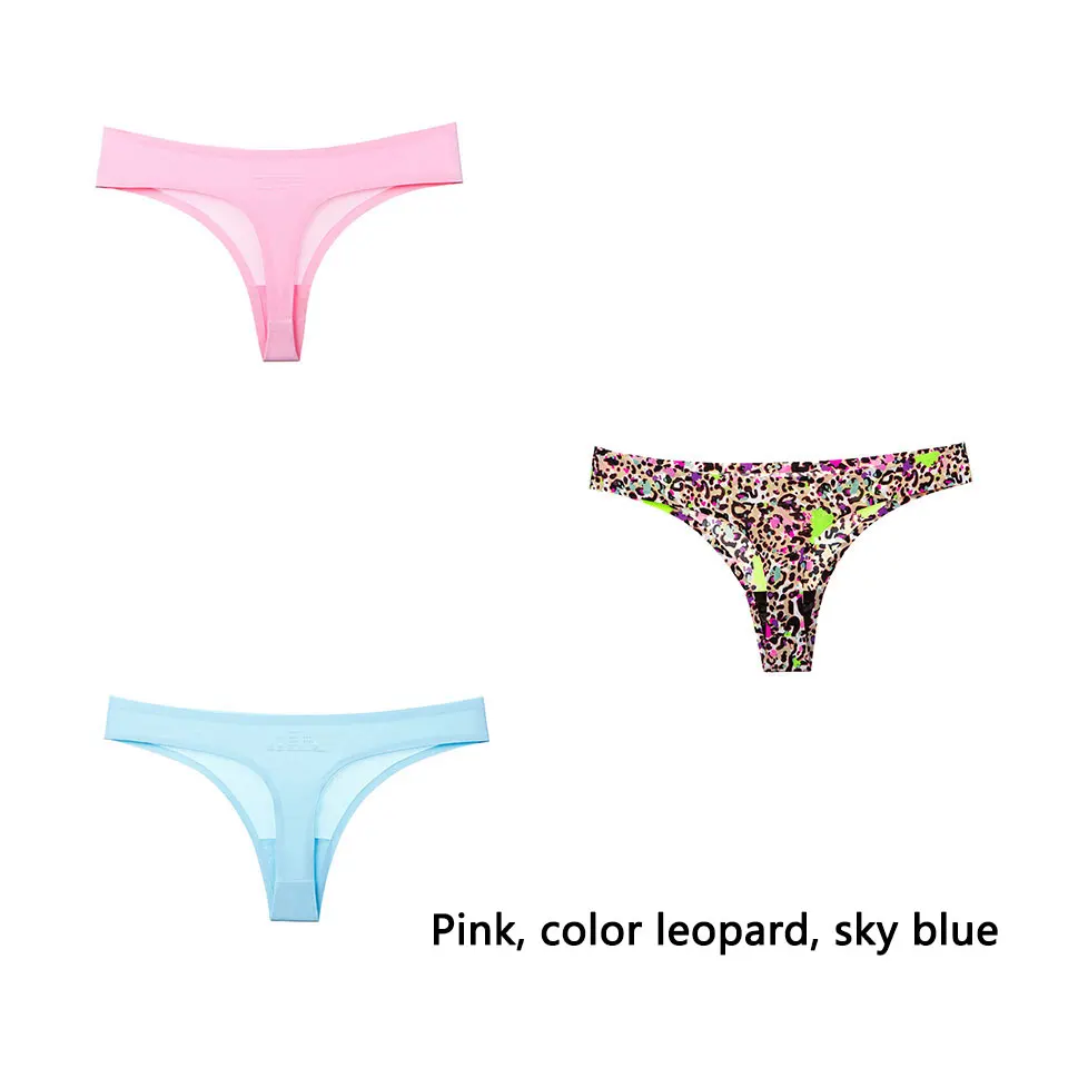 3Pcs/Lot New Hot Sexy Thong Women Panties Seamless Ultra Light Lingerie Ultra Thin Soft Underwear Female Low Waist G String - Цвет: Pink-Color L-Sky blu