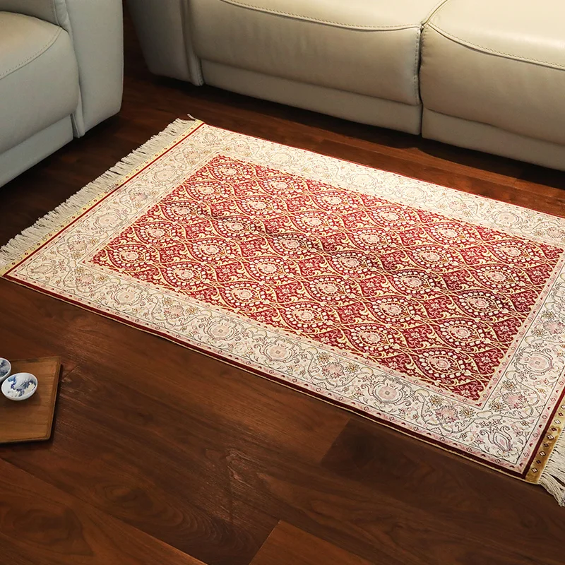 

Home Interior Decoration Floral Iran Handmade Silk Rug Persian Style
