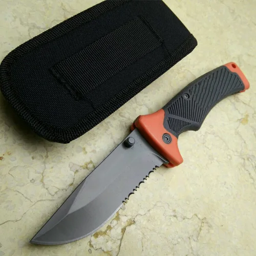 Baratos Caliente Sierra acampar Caza supervivencia del cuchillo de bolsillo rescate plegable con la envoltura de nylon cuchillo (modelo grande)
