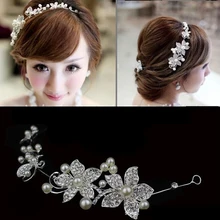 Модное серебристое свадебное украшение с кристаллами и цветами, свадебная тиара из жемчуга, головной убор для невесты, женские аксессуары для волос