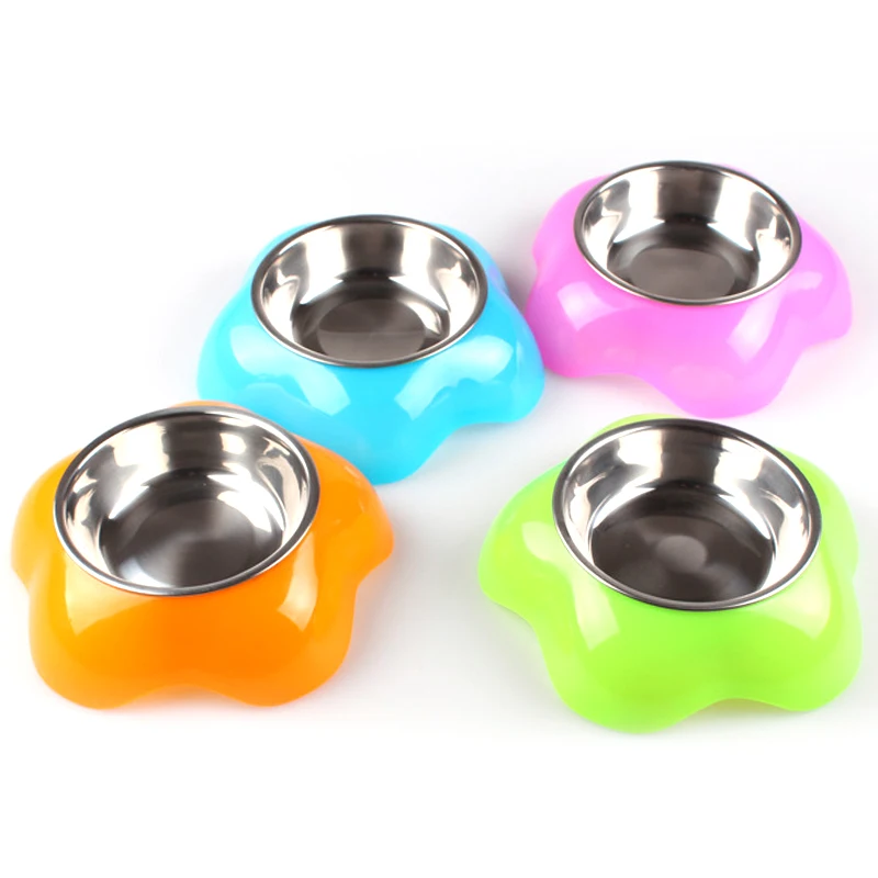 Dog water bowl round cat pet food double stainless steel linerliner