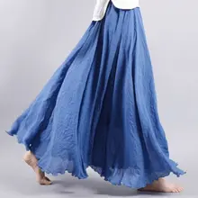 Mori/длинная юбка в пол для девочек льняная юбка средней длины с большим подолом, из свежего льна, большие размеры, Женская плиссированная повседневная юбка в стиле ампир