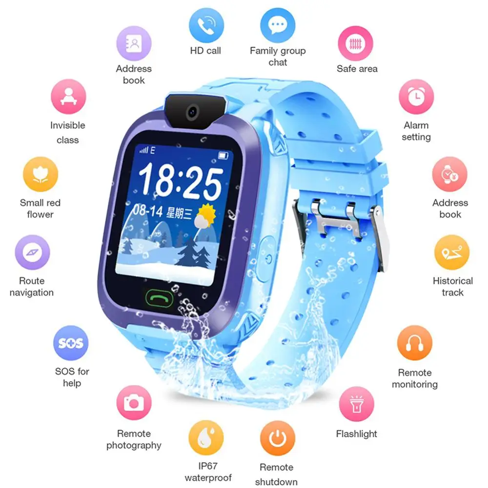 

Children's Smart Watch Android Insert Card 2G IP67 Waterproof Remote Positioning Camera Call Anti-lost Smart Wristband For Kids