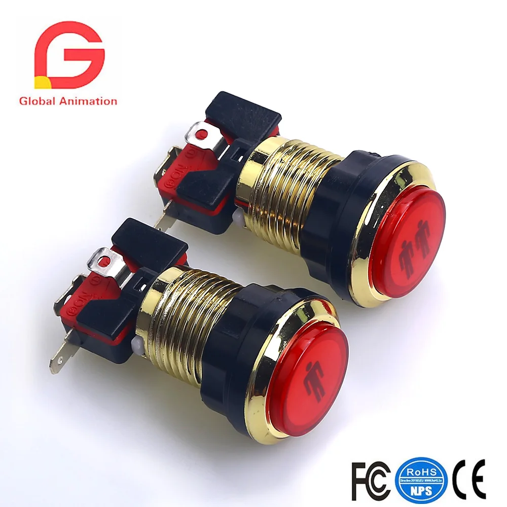

2pcs CHROME Gold LED illuminated Stents 5V LED Arcade 1P/2P Start Push Button With Microswitch LED Button For JAMMA Arcade Game