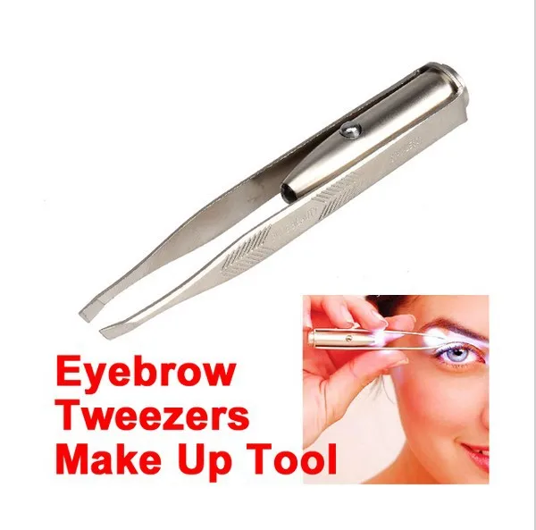 

1Pcs Women's Beauty Tool Make Up Tool LED Light Eyelash Eyebrow Hair Removal Tweezer Stainless Steel Makeup Cosmetic With LED