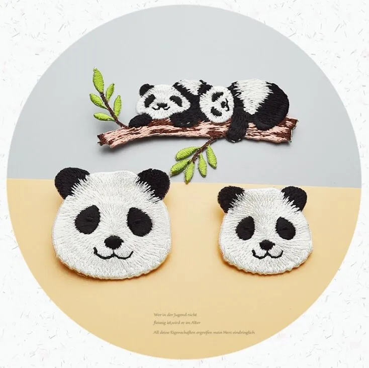 

Cute Panda Patches Clothing Embroidered Iron On Sew on Applique Animal Patchwork For Kids Bags Hat Dress Clothes Scrapbook DIY