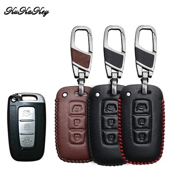 

Car Key Case Cover for KIA K2 K5 Sportage R Sorento Forte Leahter Key Shell For Hyundai Sonata Elantra i30 ix35 M35 Keychain