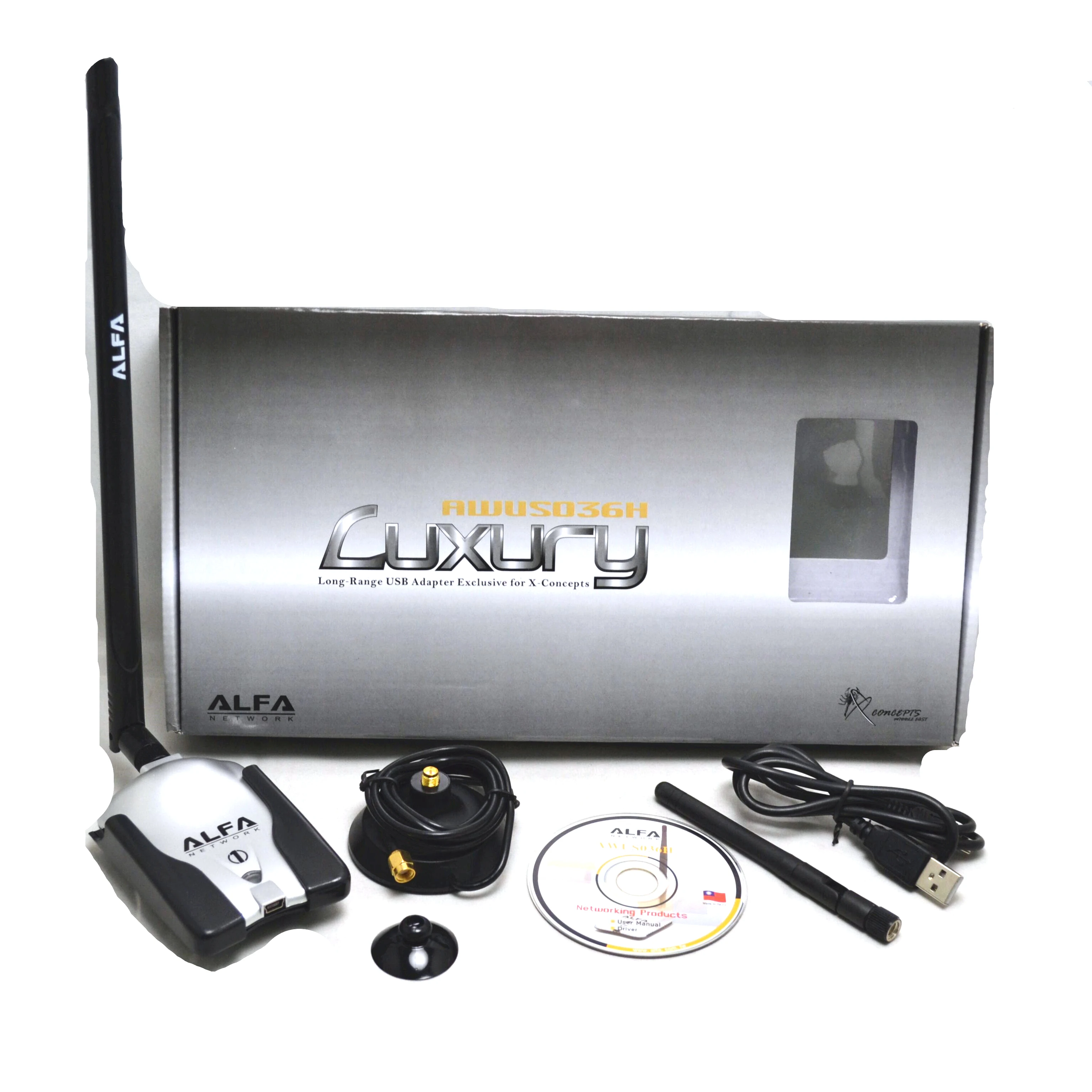 

Alfa AWUS036NH Wireless USB Wifi Adapter 150Mbps Luxury With 8dBi+2dBi Antennas High Power RT3070L