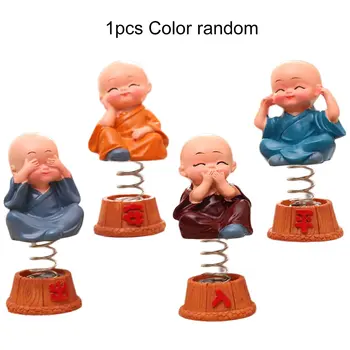

Random Color Cute Cartoon Little Monk Doll Spring Shaking Head Resin Crafts Car Home Ornament Dashboard Decoration Kid's Toy