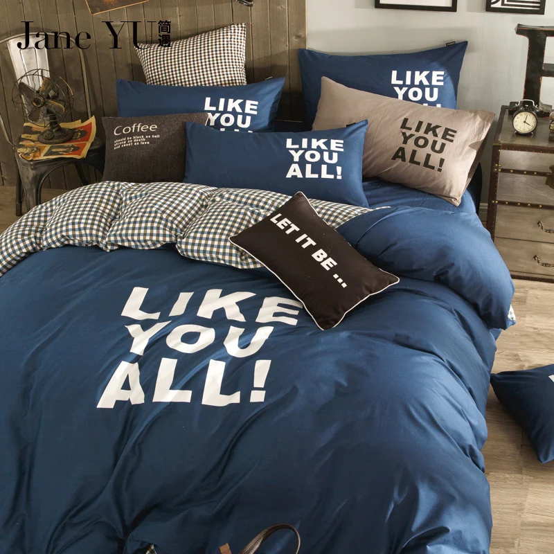 

JaneYU Bed Sheets Cotton Plaid Bedding Sets Plaid De Lit Queen Duvet Cover Cotton Desinger Bed Lines Bed Cover Linen Home Bed