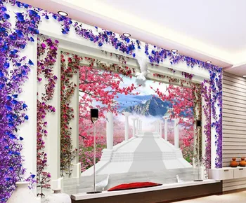 

3D stereoscopic wallpaper marble pillar Custom photo wallpaper Large 3D Stereo romantic Home Decoration
