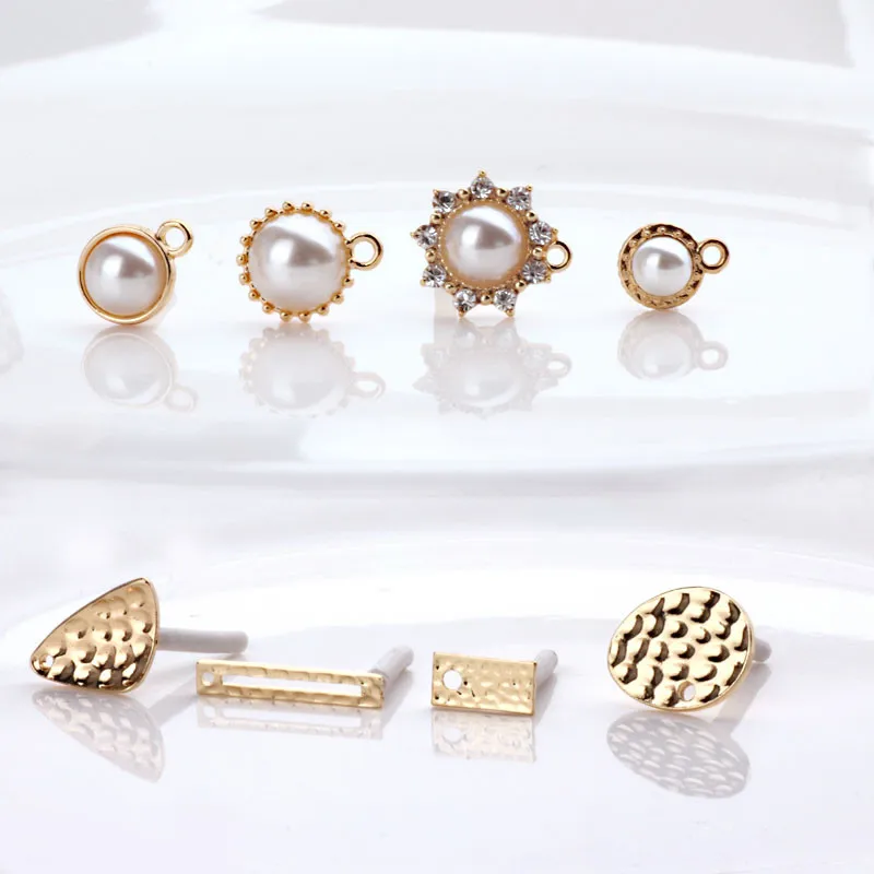 10pcs 18mm Pearl Earring Finding Gold Color Earring Charm Piercing Ear