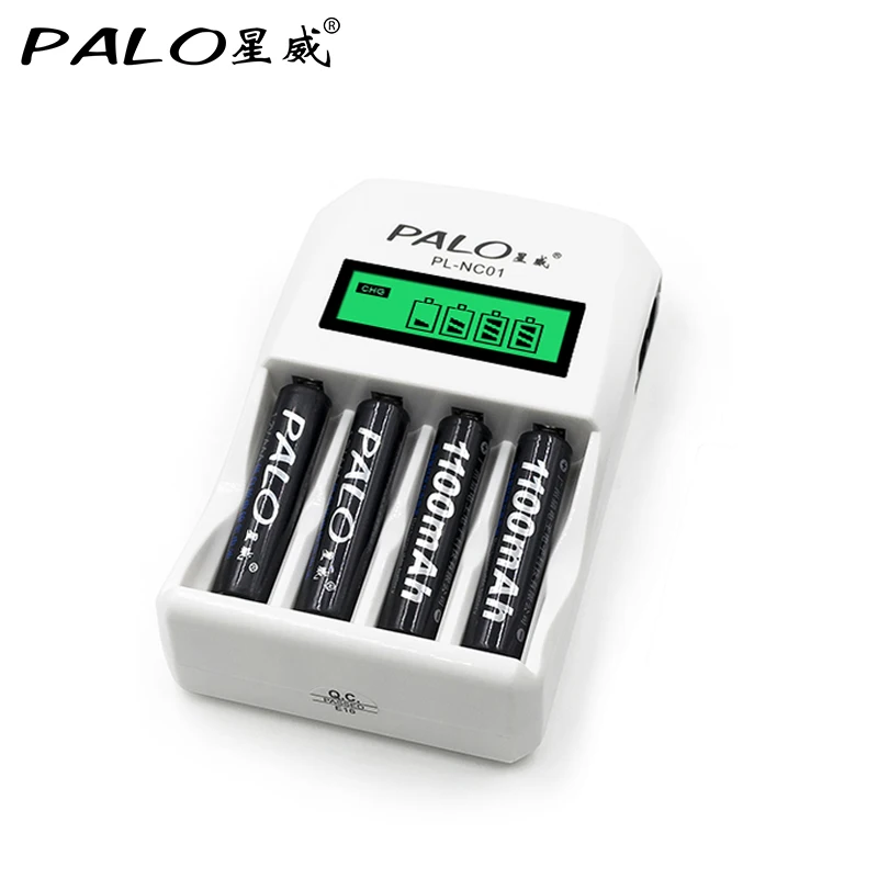 Palo 4Pcs 1.2V Ni-Mh Aaa Batteria + Display Lcd Caricabatteria Intelligente Per Batterie Ricaricabili Aa/Aaa/Ni-Mh/Ni-Cd
