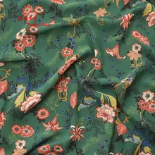 Высокая вискоза шифон Весна/Лето печатная ткань cui зеленый фон маленький цветочный мягкий ткань для одежды