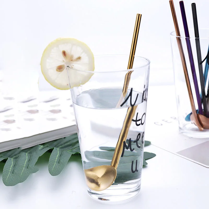 Creative Spoon with Drinking Straw Ice Cream Coffee Pipette Tea Spoons High Quality Stainless Steel Metal Kitchen Accessories Creative Spoon with Drinking Straw Ice Cream Coffee Pipette Tea Spoons High Quality Stainless Steel Metal Kitchen Accessories