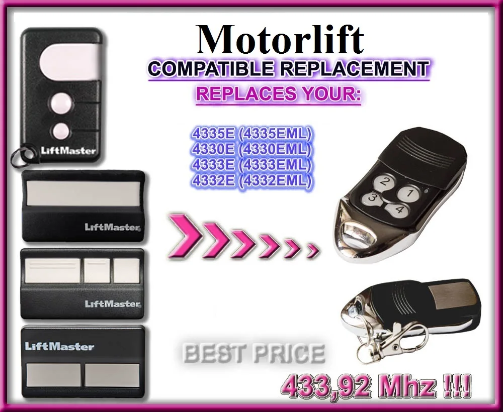 

1pcs For Chamberlain Liftmaster 4335E 4335EML Replacement Remote Control Garage