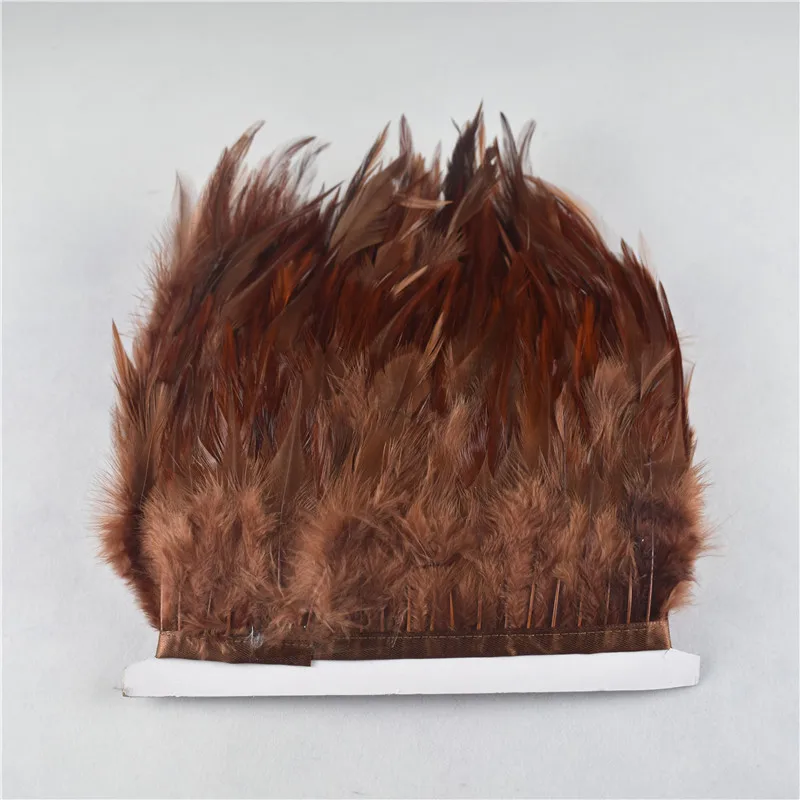1 ярд, 8-10 см, седло, перья петуха, отделка, рукоделие, украшения из перьев, качественная одежда, перья для рукоделия - Цвет: Brown