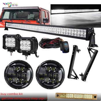 

For Jeep Wrangler JK 52"+2x 4" LED Light Bar+Mount Bracket+Wiring+7"105w led Headlights for Jeep Wrangler JK LJ uaz4x4 Jungle Hu