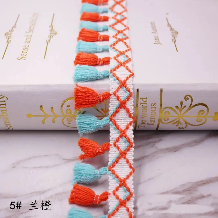 5 blue and orange 1 ярдов/партия кисточка бахрома отделка Ткань кисточки бахрома кружево отделка с кисточками для украшения штор DIY Швейные аксессуары - Цвет: 5 blue and orange