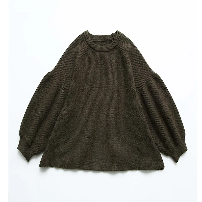 Army green Вязаные свитера для маленьких и больших девочек; коллекция года; сезон осень-весна; свободные зеленые вязаные свитера для девочек; топы с длинными рукавами; одежда для детей - Цвет: Army green
