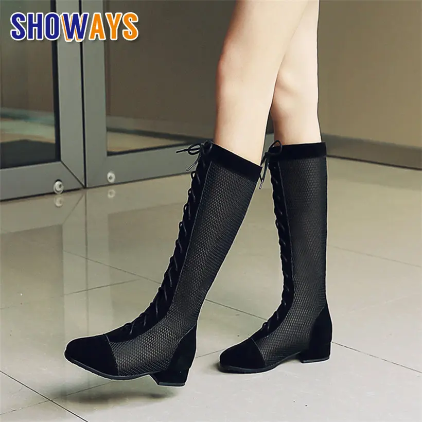 low block heel knee high boots