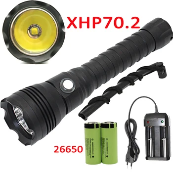 

XHP70.2 LED Scuba Diving Flashlight Underwater 100M XHP70 Dive Torch Linterna Waterproof Lamp 26650 Battery +Charger