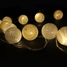 Новинка 5 м 20 светодиодов Чистый хлопок; 6 см шар света строка Елочное украшение на открытом воздухе AC110v/22В ЕС/мкА штепсельная вилка с краевая заглушка