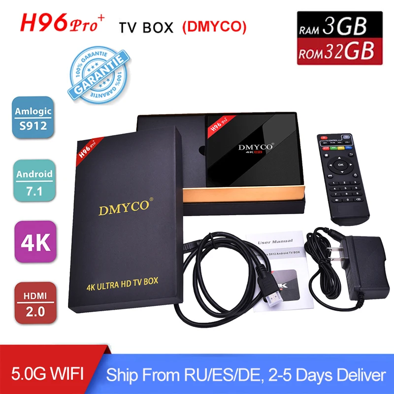 

3GB/32GB ROM Android TV Box H96 Pro Plus Android 7.1 Amlogic S912 Octa core 4K H.265 Dual WIFI BT4.0 H96 Pro Mini PC Set Top Box