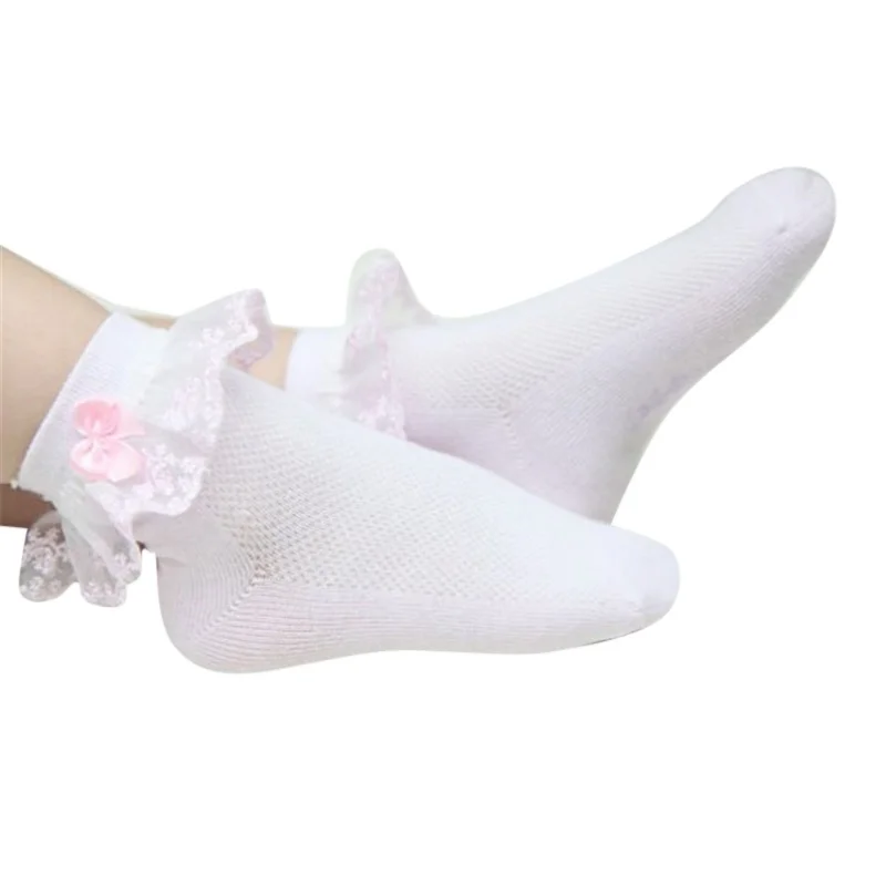 Baby Girl Socks Kids Cotton Mesh Breathable Princess Socks Children Non slip Baby Girls Bow Lace