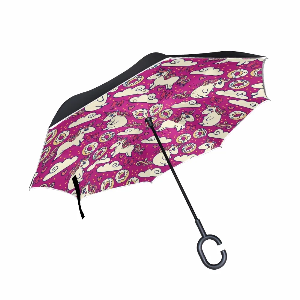 

Unicorn Guarda Chuva Invertido Inverted Reverse Women Car Stand Windproof Folding Rain Upside Down Umbrella C Handle Parasol