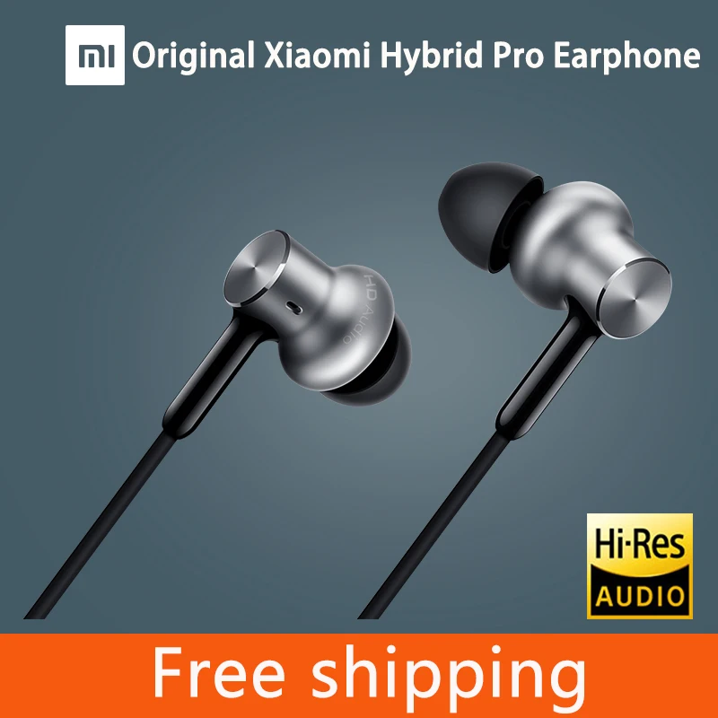 Beste 100% Originele Xiaomi Hybrid Pro HD Oortelefoon met Microfoon In Ear HiFi ruisonderdrukkende Headset Cirkel Ijzer Gemengde Voor Xiaomi note 4 5