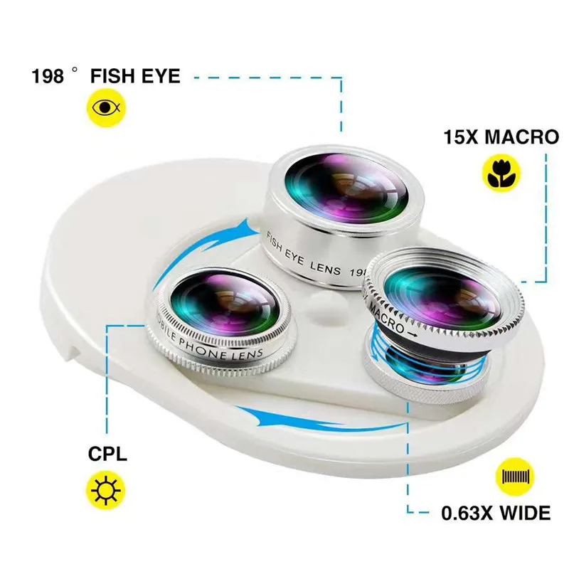 Вращающийся клип фото камера рыбы глазные линзы, 4 в 1 телефон объектив камеры "рыбий глаз" Широкоугольный макро объектив CPL для iPhone для samsung