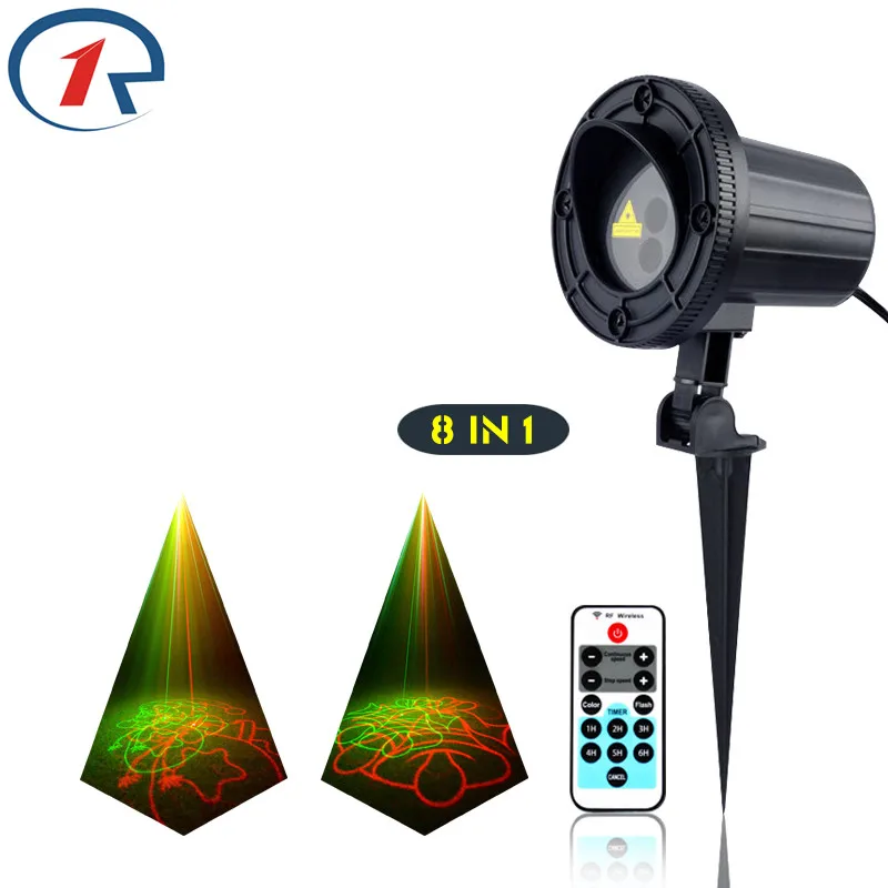 

ZjRight IR Remote Christmas 8pattern Red Green laser light waterproof outdoor projection laser effect stage light dj disco light