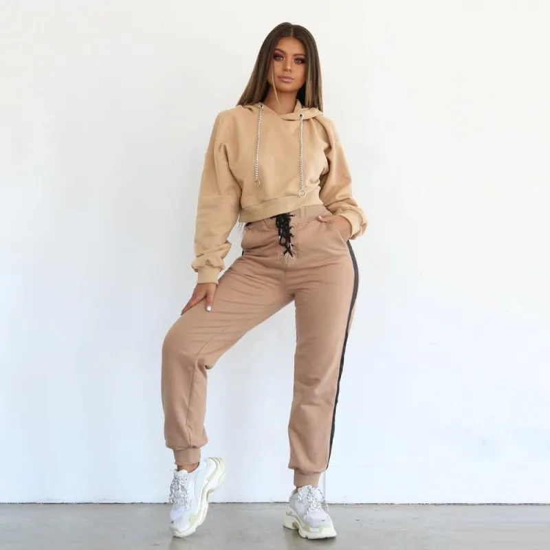 

2019 Hot Sale Fashion Autumn Short Loose Hoodies Women Hooded Neck Casual Sweatshirts Drop-Shoulder Sleeve Solid Tops