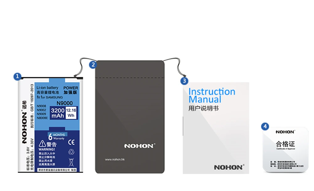 NOHON телефон батарея для samsung Galaxy Note2 Note3 Note4 N7100 N9000 N910X/K/S Замена батареи внутренние батареи