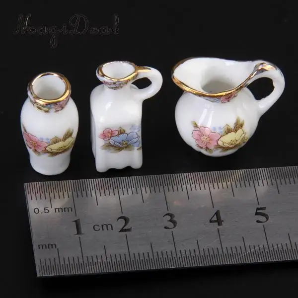 MagiDeal Hot Sale 40Pcs/Set Dollhouse Miniature Dining Ware Porcelain Tea Set Dish Plate Flowers Children Pretend Play Toys