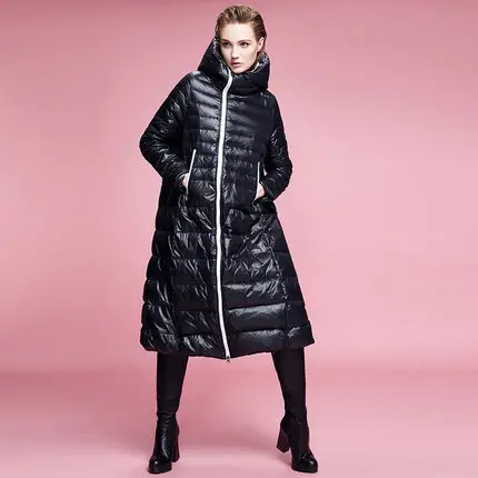 Cheap  2016 new hot winter Thin Warm woman Coats Parkas Outerwear Hooded Straight Loose long plus size L High end luxurious black