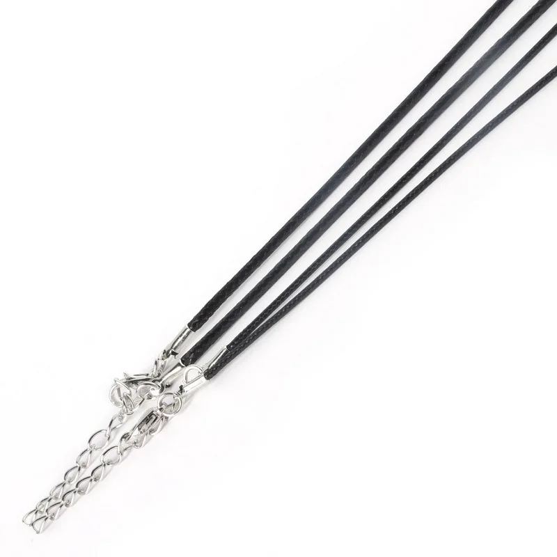 10pcs Silver Plated Black PU Lobster Clasp Necklace Hung on the rope Pendant Rope with Leather