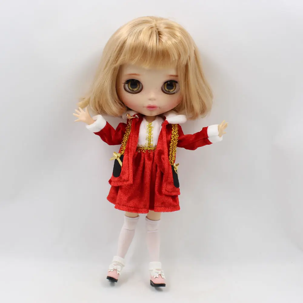 Blyth doll ледяной новогодний костюм Рождественская одежда красные береты платье пальто белые леггинсы 1/6 Подарочная игрушка подходит для 30 см одежды