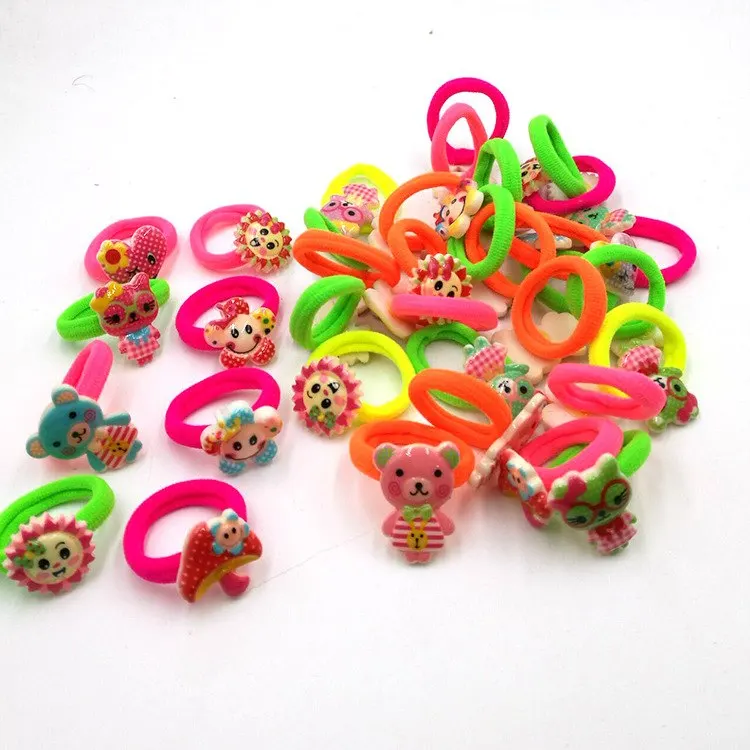 

6PCS/lot Little Girls Cartoon Elastic Hair Band Candy Color Hair Rope Kid Resin Headband Children Gift Hair Accessories Tie Gum