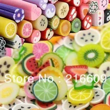 Горячая 100 шт трости/Лот смешанные фрукты из полимерной глины ломтики стикеры 3D на ногти Nail Art тростника срезаны