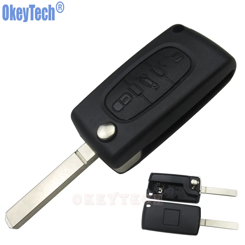 

OkeyTech 3 Button Car Flip Remote Key Case Shell Key Fob For PEUGEOT 407 307 308 607 CE0536 Auto Replacement Cover Free Shipping